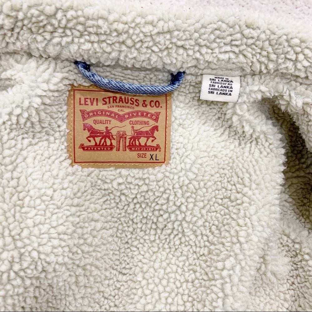 Levi’s faux shearling blue jacket Sz XL - Picture 6 of 8